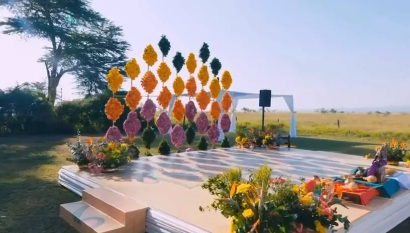 Colourful outdoor event design in an open landscape